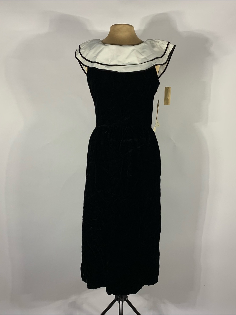 Vintage Lanz Originals Black Velvet Sailor Collar Dress Deadstock
